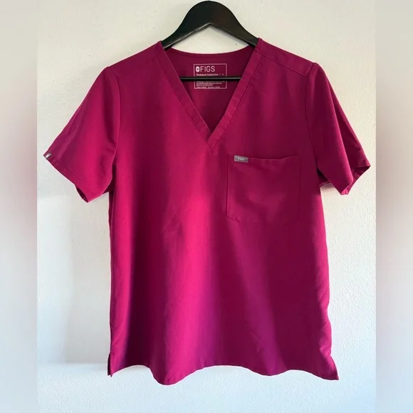 FIGS Catarina One-Pocket Scrub Top Magenta Limited Edition Size Large - Picture 2 of 7